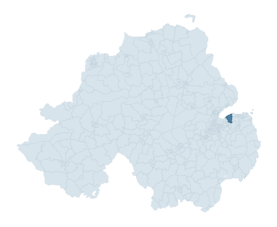 Regional context map showing CULTRA ward within Ards and North Down