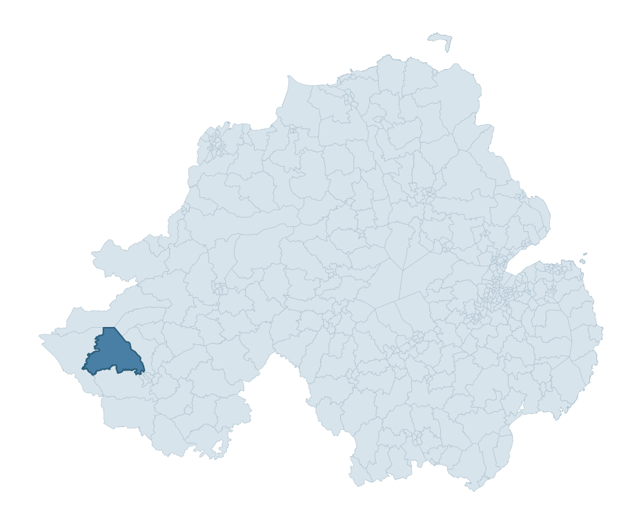 Regional context map showing DERRYGONNELLY ward within Fermanagh and Omagh