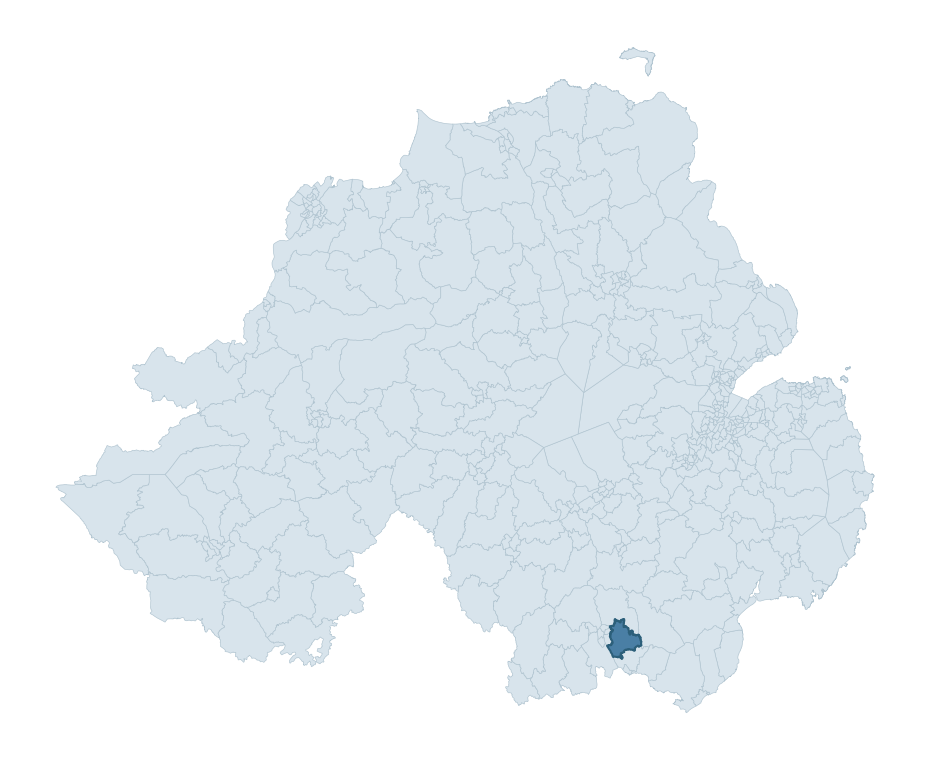 Regional context map showing DERRYLECKAGH ward within Newry, Mourne and Down