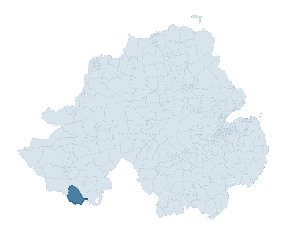 Regional context map showing DERRYLIN ward within Fermanagh and Omagh