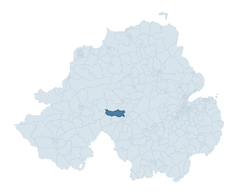 Regional context map showing DONAGHMORE ward within Mid Ulster