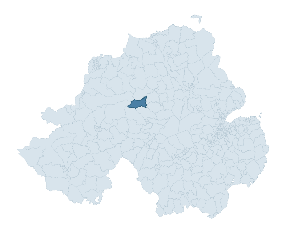 Regional context map showing DRAPERSTOWN ward within Mid Ulster