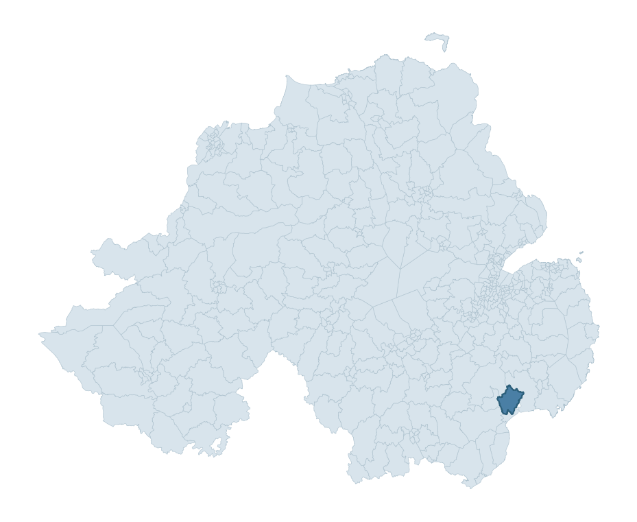 Regional context map showing DUNDRUM ward within Newry, Mourne and Down
