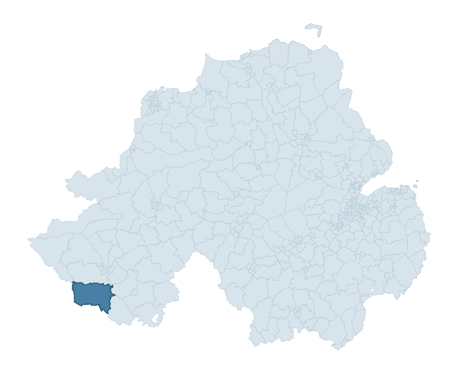 Regional context map showing FLORENCE COURT and KINAWLEY ward within Fermanagh and Omagh