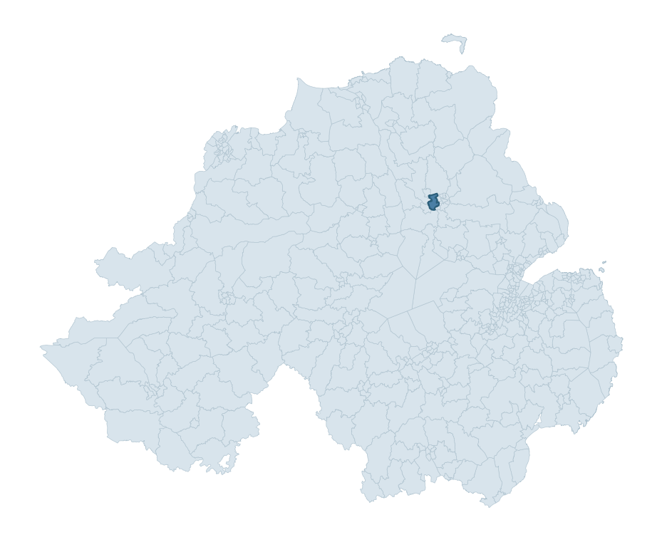 Regional context map showing GALGORM ward within Mid and East Antrim