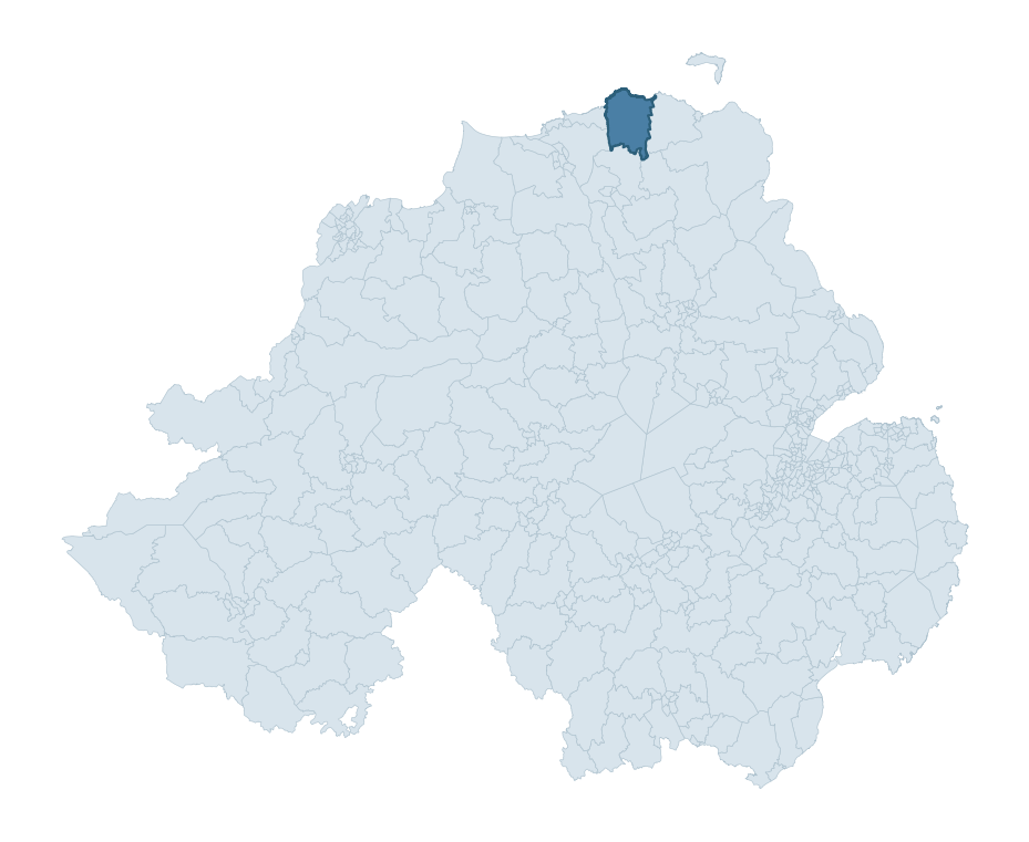 Regional context map showing GIANT'S CAUSEWAY ward within Causeway Coast and Glens