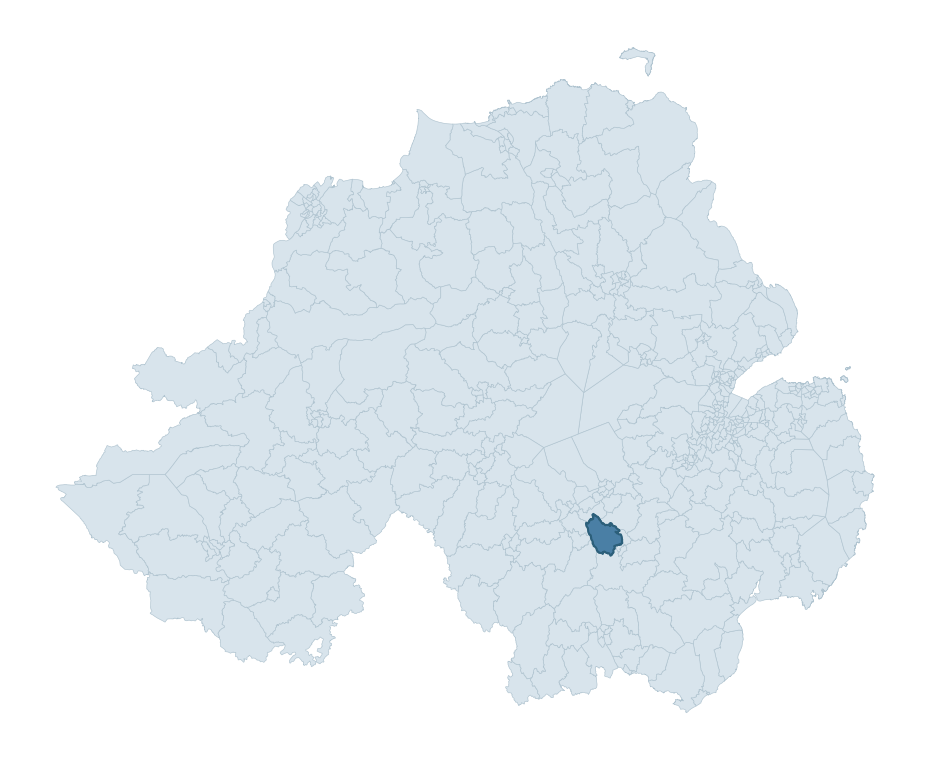 Regional context map showing GILFORD ward within Armagh City, Banbridge and Craigavon