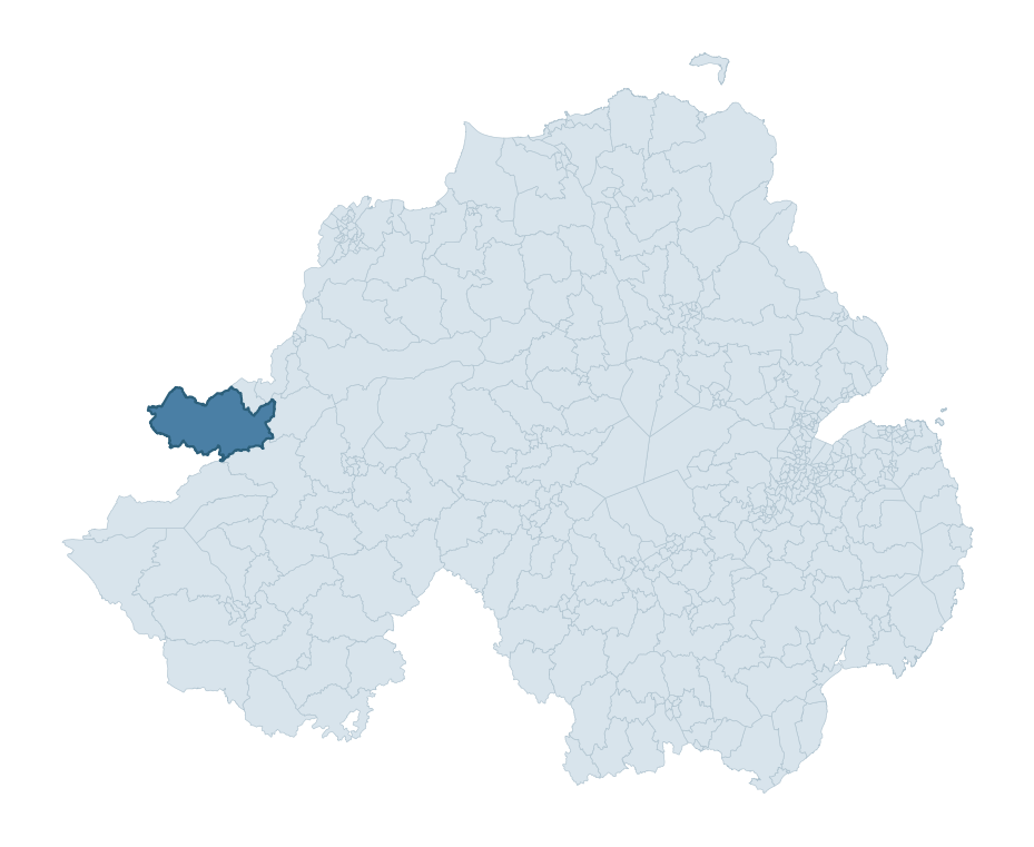 Regional context map showing GLENDERG ward within Derry City and Strabane