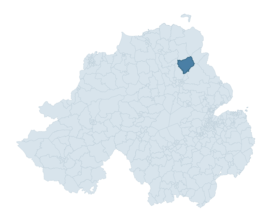 Regional context map showing GLENRAVEL ward within Mid and East Antrim