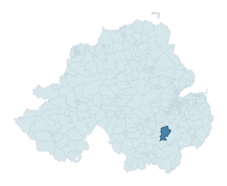 Regional context map showing GRANSHA ward within Armagh City, Banbridge and Craigavon
