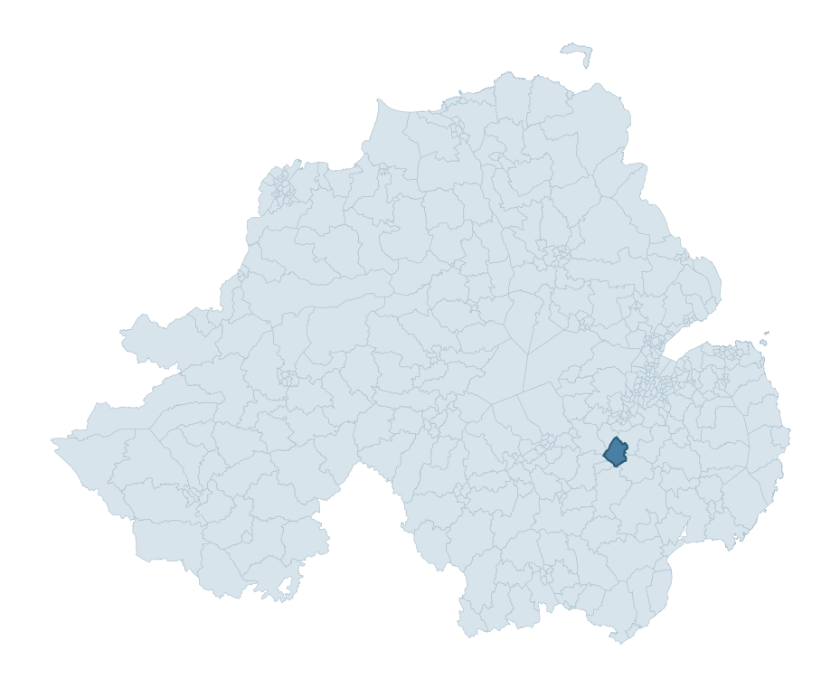 Regional context map showing HILLSBOROUGH ward within Lisburn and Castlereagh