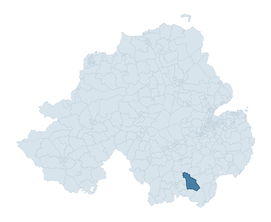 Regional context map showing HILLTOWN ward within Newry, Mourne and Down
