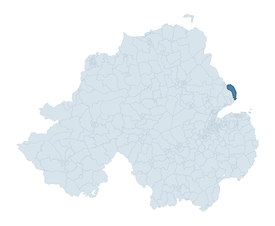 Regional context map showing ISLANDMAGEE ward within Mid and East Antrim