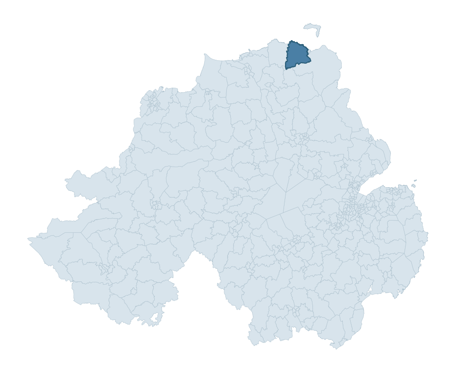 Regional context map showing KINBANE ward within Causeway Coast and Glens