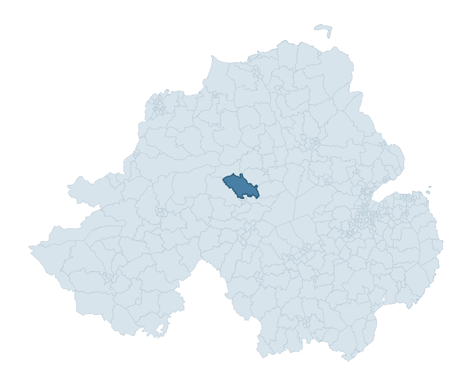 Regional context map showing LISSAN ward within Mid Ulster