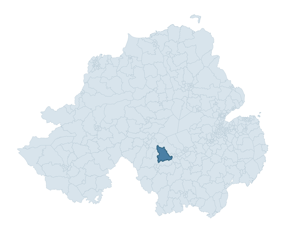Regional context map showing LOUGHGALL ward within Armagh City, Banbridge and Craigavon