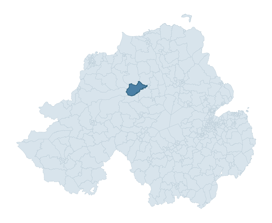 Regional context map showing LOWER GLENSHANE ward within Mid Ulster