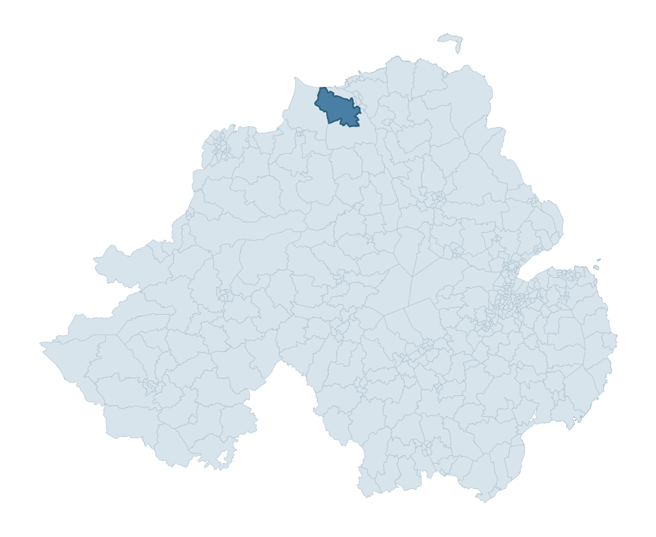 Regional context map showing MACOSQUIN ward within Causeway Coast and Glens