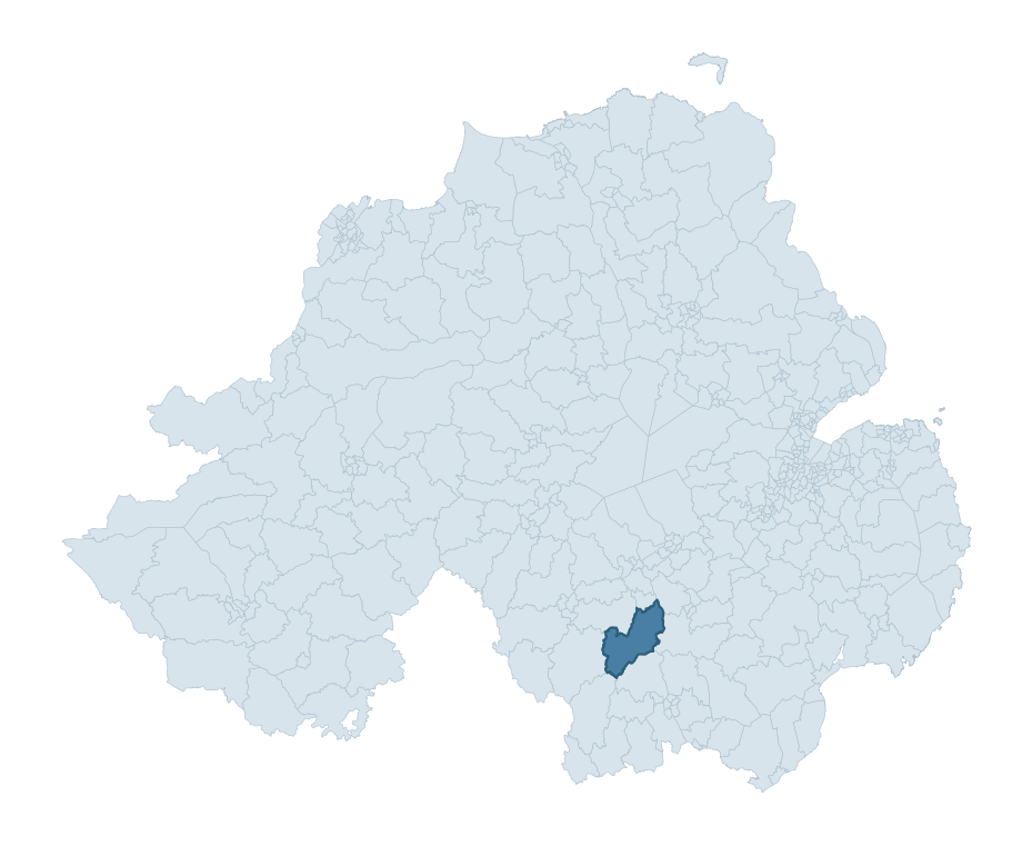 Regional context map showing MARKETHILL ward within Armagh City, Banbridge and Craigavon