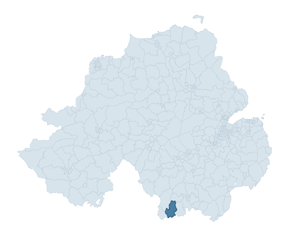 Regional context map showing MULLAGHBANE ward within Newry, Mourne and Down