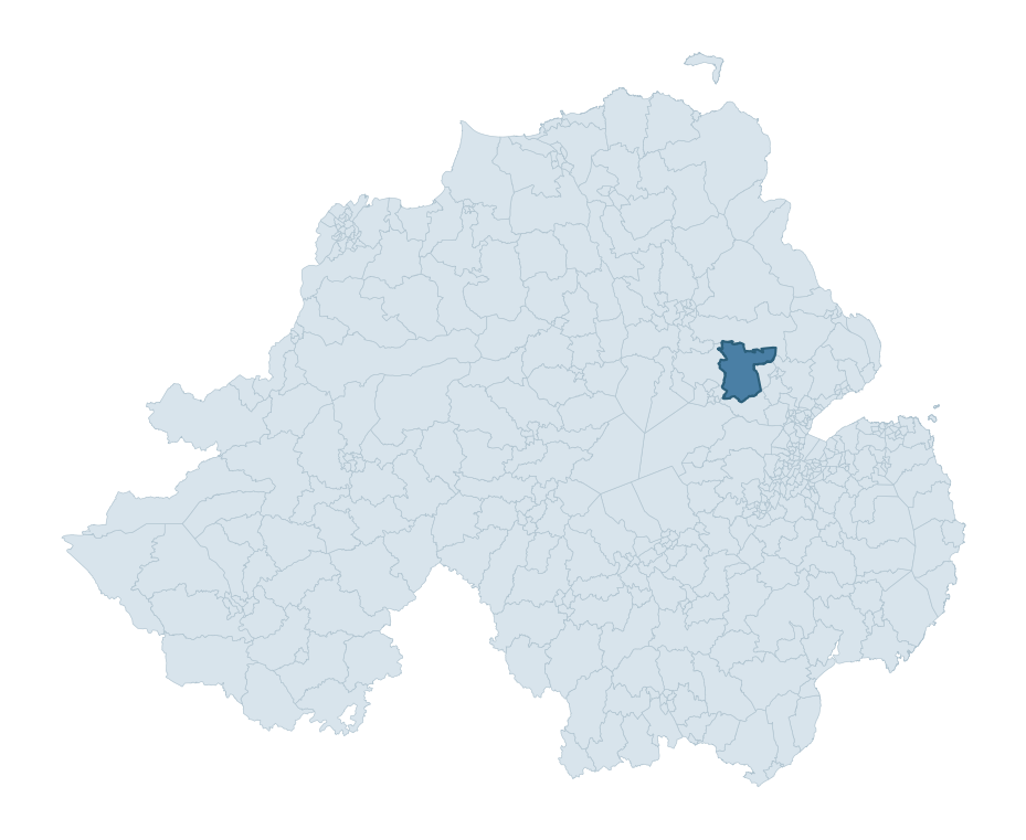 Regional context map showing PARKGATE ward within Antrim and Newtownabbey