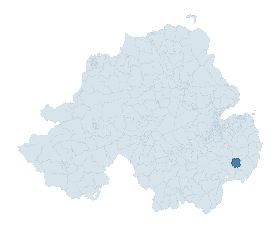 Regional context map showing QUOILE ward within Newry, Mourne and Down