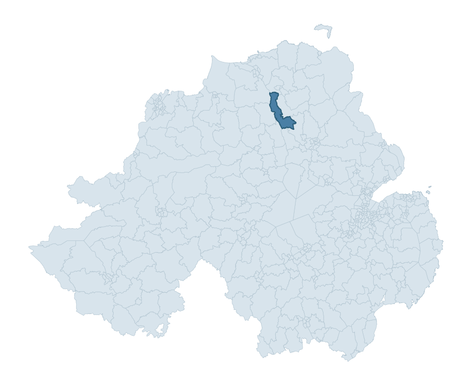Regional context map showing RASHARKIN ward within Causeway Coast and Glens