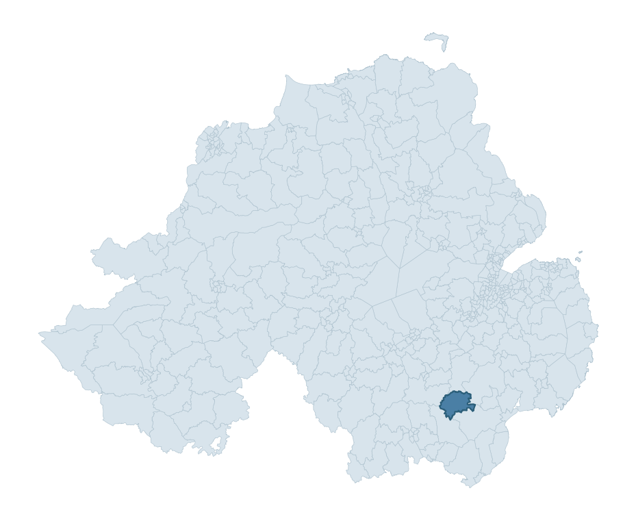 Regional context map showing RATHFRILAND ward within Armagh City, Banbridge and Craigavon