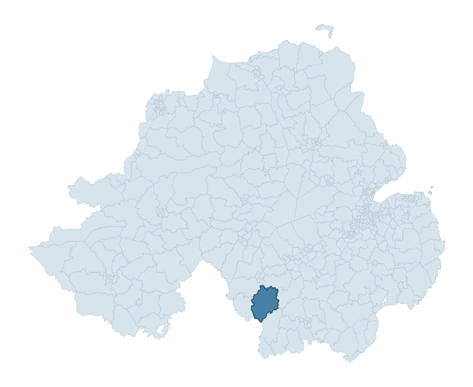 Regional context map showing SEAGAHAN ward within Armagh City, Banbridge and Craigavon