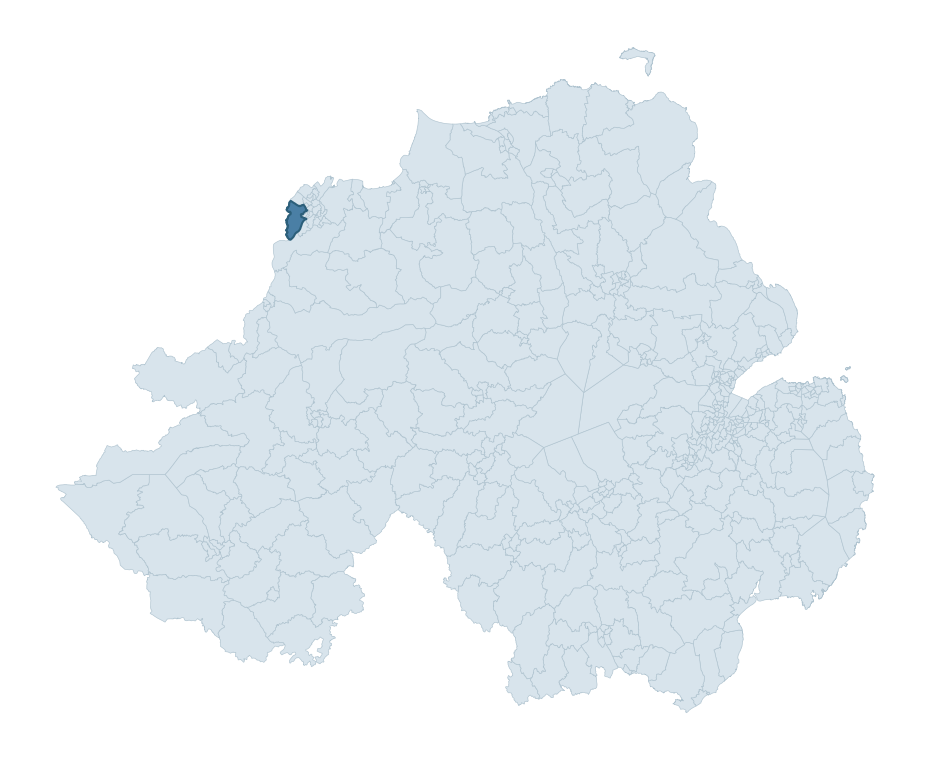Regional context map showing SHERIFF'S MOUNTAIN ward within Derry City and Strabane