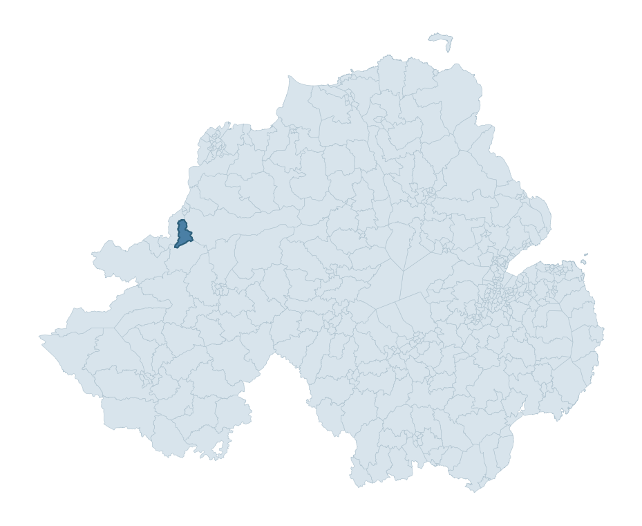 Regional context map showing SION MILLS ward within Derry City and Strabane