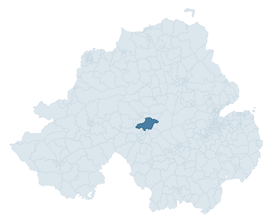 Regional context map showing STEWARTSTOWN ward within Mid Ulster