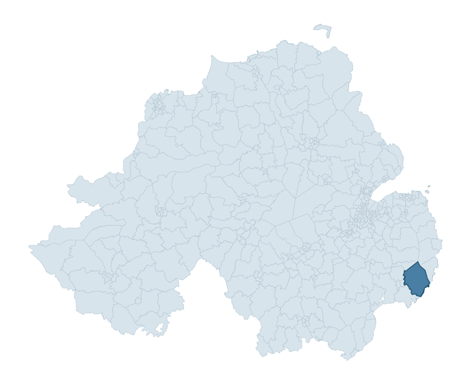 Regional context map showing STRANGFORD ward within Newry, Mourne and Down
