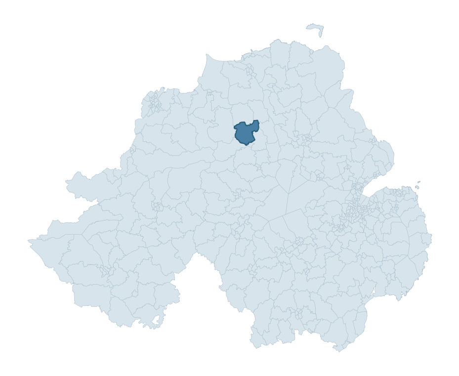 Regional context map showing SWATRAGH ward within Mid Ulster