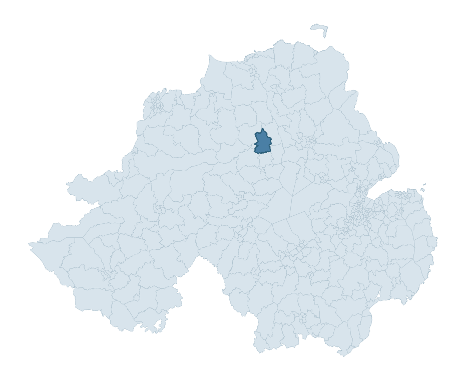 Regional context map showing TAMLAGHT O'CRILLY ward within Mid Ulster