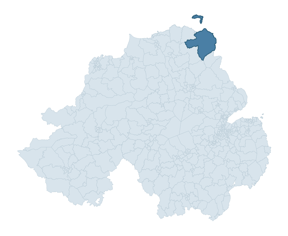 Regional context map showing TORR HEAD and RATHLIN ward within Causeway Coast and Glens