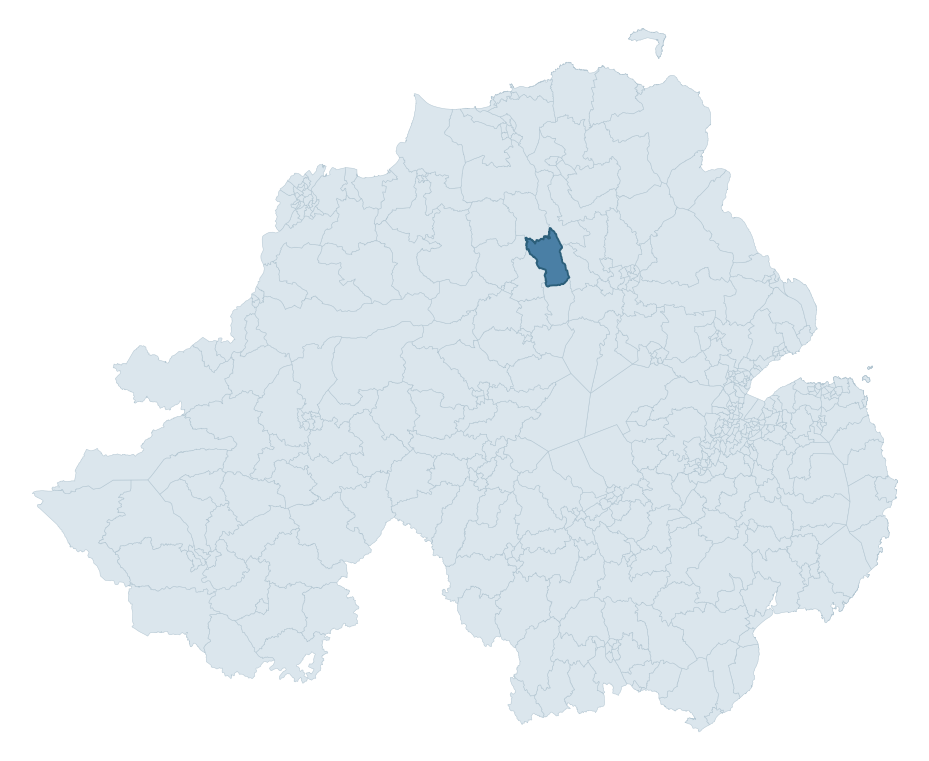 Regional context map showing VALLEY ward within Mid Ulster