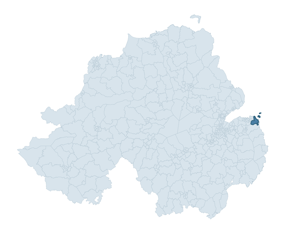 Regional context map showing WARREN ward within Ards and North Down