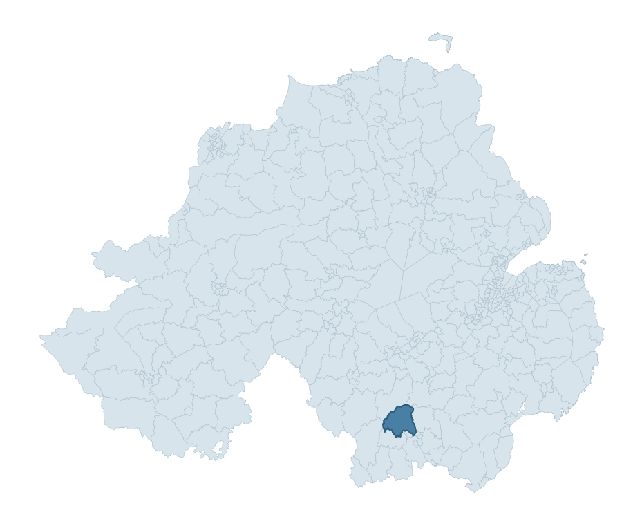 Regional context map showing WHITECROSS ward within Newry, Mourne and Down