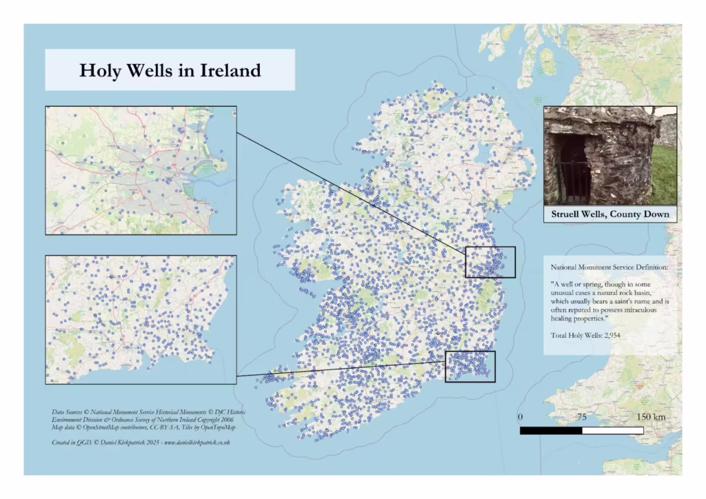 Map of all Holy Wells in Ireland